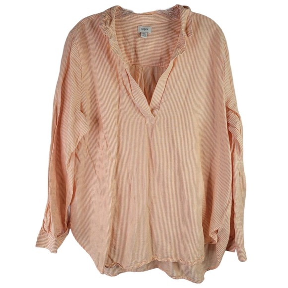 EUC J. Crew Peach Striped Tunic Top size XXL - Picture 2 of 8